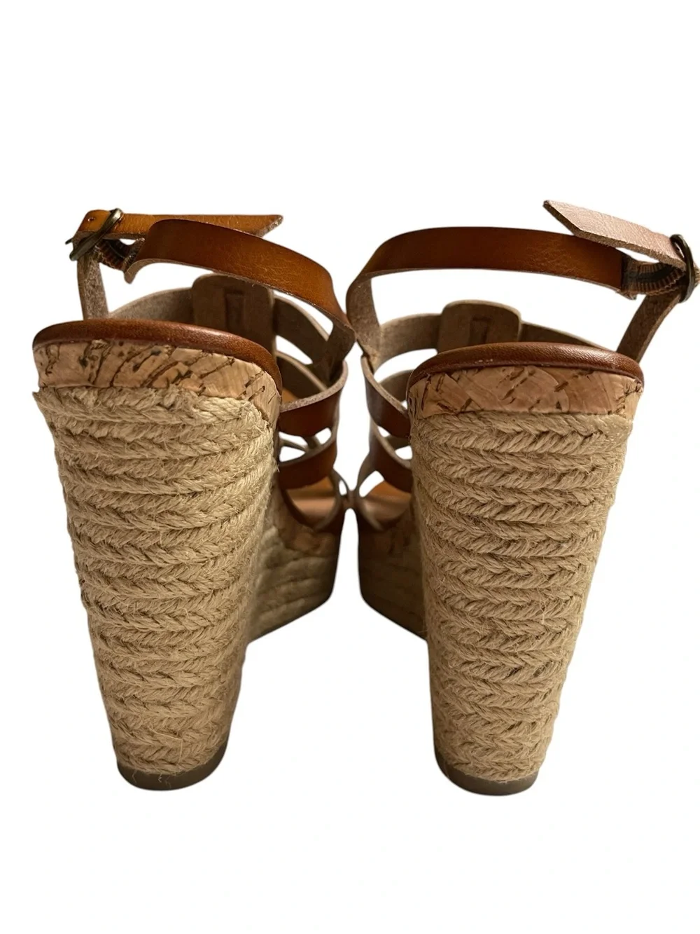 Mossimo Cognac Gladiator Wedge Sandals Espadrille Strappy Resort Size 7
